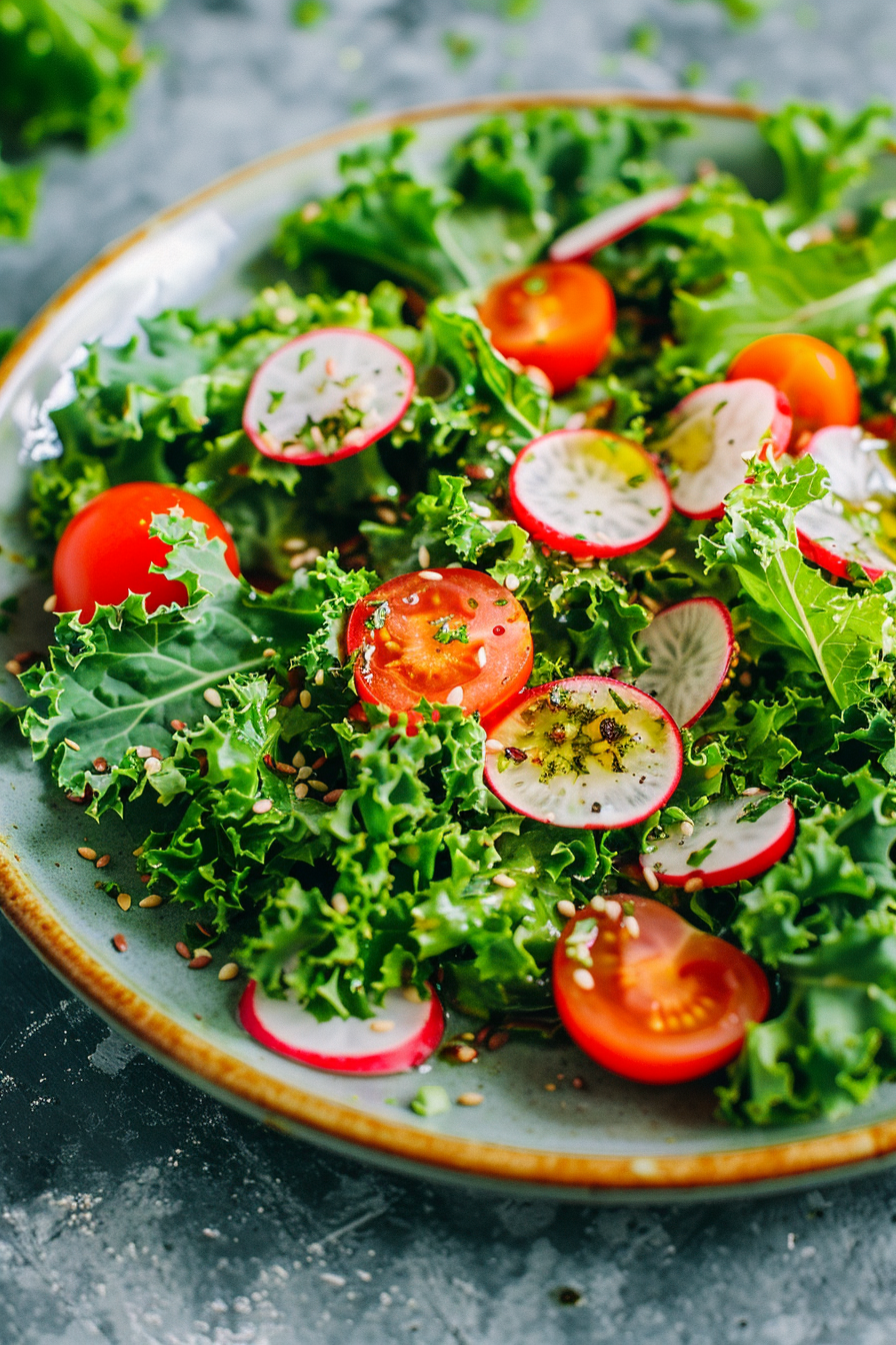 Salade kale graines de chanvre