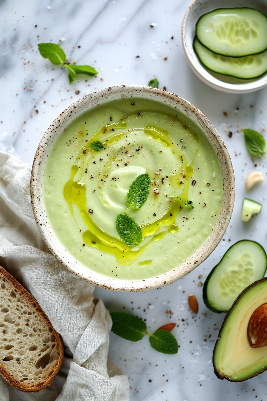 Soupe froide concombre avocat (image indicative)